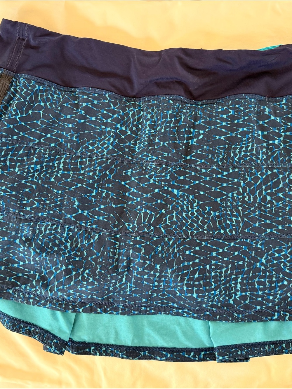 lululemon athletica Navy and Teal Patterned Circle Skirt Size 10 Long